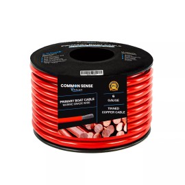 Common Sense Marine 6 Gauge single conductor 30 ft Marine Wire - Red -  UL 1426 - USA
