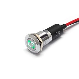 Alpinetech PL12MS 12mm 1/2" 12V LED Metal Signal Indicator Pilot Dash Light (Battery (Green))