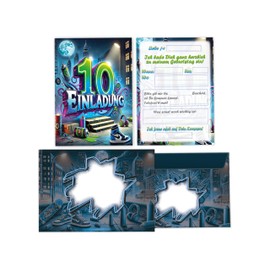 Limonia 10 Invitation Cards with 10 Envelopes for 10th Children's Birthday Graffiti Street Art Theme Party Set Invitation Birthday Girls Children Boys Boys Teens
