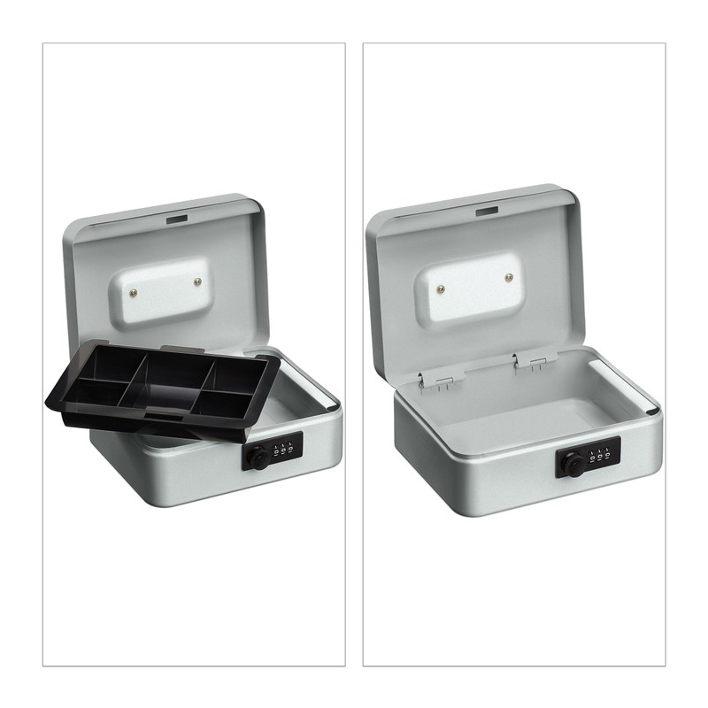 Relaxdays Cash Box, 3-Digit Number Combination, Coin Insert, Iron Money