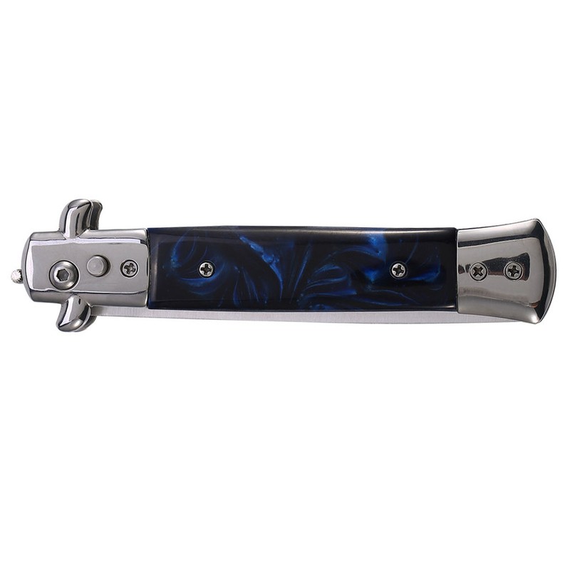 Switchblade Spring Folding Knife Push Button Pocket Comb Oil Hair