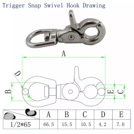 Unbranded 316 Stainless Steel Trigger Snap Swivel Hook/Lobster Claw USA Hook 3pc Snaphook