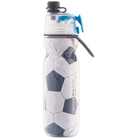 O2COOL Mist 'N Sip Misting Water Bottle 2-in-1 Mist And Sip Function With No Leak Pull Top Spout Reusable Sports Water Bottle - 20 oz (Soccer)