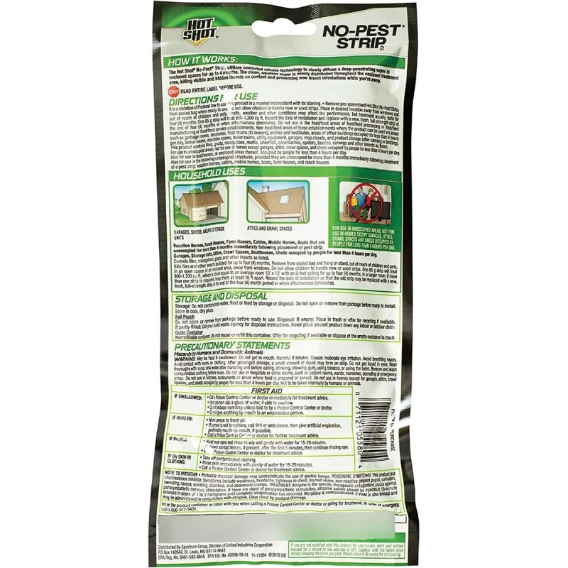 Repelente De Insectos Hot Shot Tira Desmontable Para Plagas
