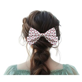 MeeTHan Pink Polka Dot Bows Mice Mouse Hair Clips Ears Elastic Bands Costume Accessories: M12 (Jumbo-White)