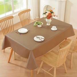 Wondwrla Rectangle Tablecloth,Vinyl Tablecloths with Flannel Backing,Waterproof Oil-Proof,Plastic Table Cloth for Dining,Picnic,Camping,Indoor and Outdoor.(Dark Coffee, 60″ x 120″)