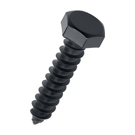 1/2 x 1-1/2" Black Hex Head Lag Screws Bolts (8 pcs), 304 Stainless Steel 18/8, Black Oxide Coated, Full Thread, Deck Screws, Heavy Duty Hex Head Wood Lag Screws, Fayeploo
