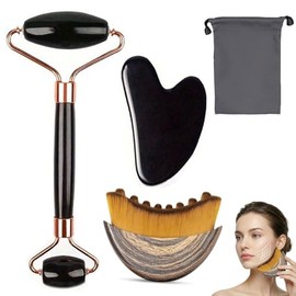 Gua Sha, Rodillo Facial, Pincel Linfático, para Contornear el Rostro y Esculpirlo, Kit de Masaje Facial para Definir el Contorno de la Mandíbula, Redu