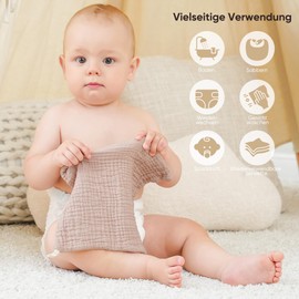 Bearmoss Molleton Cloths Baby 100% Cotton Soft Burp Cloths Baby, Breathable and Extremely Absorbent Muslin Cloth for Absorbent Muslin Cloths, Pack of 10, 25 x 25 cm (Pink-Purple)