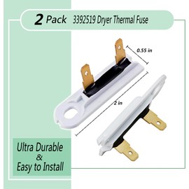 3392519 Dryer Thermal Fuse(2 Pack),Replacement Part for Whirl-pool & KM Dryers,Replaces Part # WP3392519 AP6008325 3388651 694511,Easy to Replace