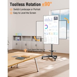 ELIVED Rolling TV Stand for Most 23"-60" TVs, Mobile TV Cart 90° Rotation Landscape to Portrait, Height Adjustable Floor TV Stand with Extendable Base, Max VESA 400x400mm, Up to 77 Lbs, YD2114B