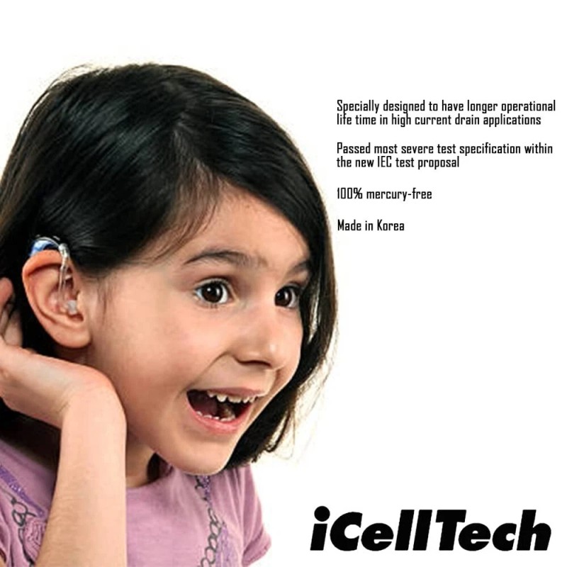 iCellTech Size 10 Hearing Aid Batteries PR70 P10, 1.45V, Pk