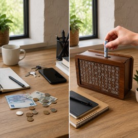 Wooden Savings Challenge Money Box – Reusable Cash Storage Piggy Bank with Numbered Goal Tracker