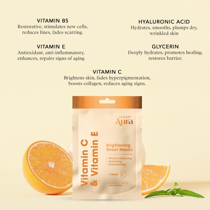 Radiant Aura Face Sheet Mask with Vitamin C & E
