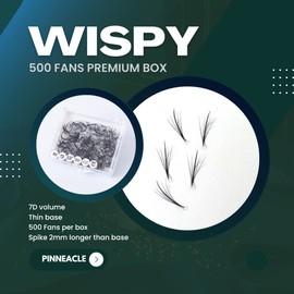 WISPY | 500 FANS | 7D volume | CC curl | Length: 13mm volume base - 15mm spike | Thickness 0.07 | Pinneacle Premade Volume Fans Eyelash Extensions | katun volume fans suitable for Wispy & Hybrid set