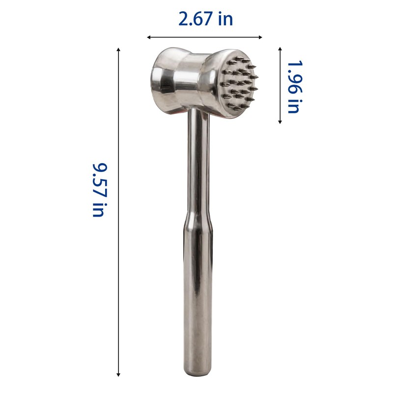 Dual-Sided 2-in-1 Stainless Steel Meat Tenderizer Tool, Meat Mallet Hammer