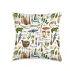 Medicinal Herbs Botanical Amanita Mushrooms Plants Pattern Throw Pillow