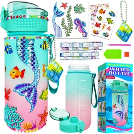 MHMYDIS Decorate Your Own Water Bottle - Arts and Crafts for girls 4 5 6 7 8 - Mermaid Diamond Painting Craft - Fun Birthday Christmas Gifts for kid 6-12 (Mermaid)