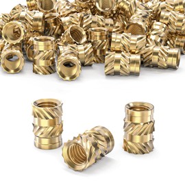 ORTAVA M5 Thread Insert, Pack of 50 Press-in Nuts, Brass Embedding Nuts, Knurled Nuts, M5 x 9.5 x 7.3 mm, Threaded Inserts for Plastic Parts by Heat or Ultrasonic in 3D Printer Parts
