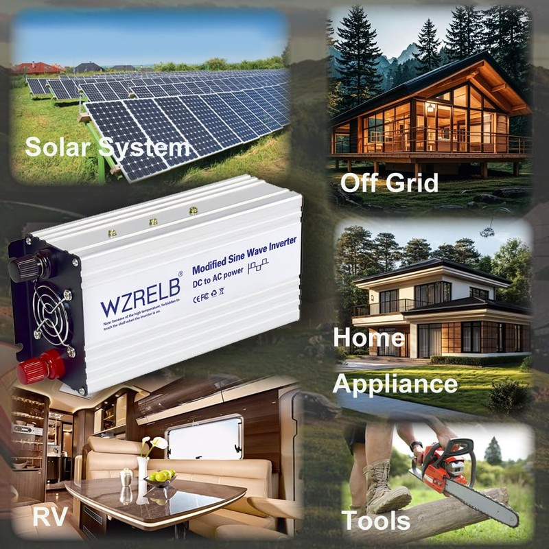WZRELB 1000W Power Inverter 12V DC to 110V 120V AC,2000W