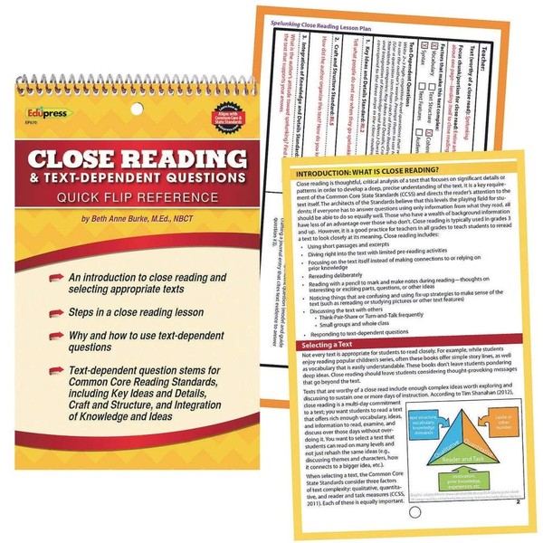 Close Reading and Text Dependent Questions Quick Flip Reference