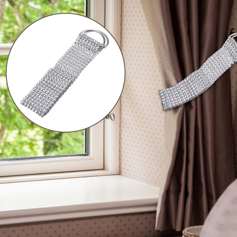 2pcs Crystal Rhinestone Diamond Curtain Tie Backs,Modern Simple Style Drape