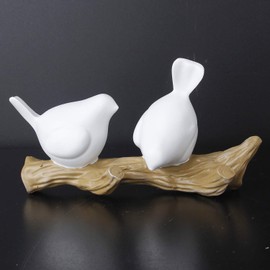 Sweet FanMuLin Resin Decorative Birds On Tree Branch Decor Wall Mounted Coat Rack Art Decor Hanger for Coats/Hats/Keys/Towels/Clothes Storage Hanger (2 Hooks, White)