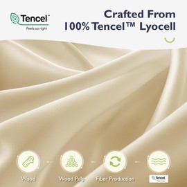 ALPHA HOME King Size Sheets Set, 100% Tencel Lyocell, Luxury and Silky Soft Bed Sheet Set with Deep Pocket, Cooling Sheet Set for Hot Sleepers, 4 Piece