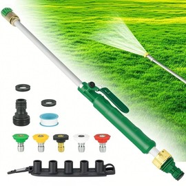 Jetnozzle High pressure hose nozzle for garden hose,7-in-1 Hydro jet nozzle High Pressure Power Washer wand, nozzles watering sprayer cleaning tool, Pressure washer hose attachment (black) (green)