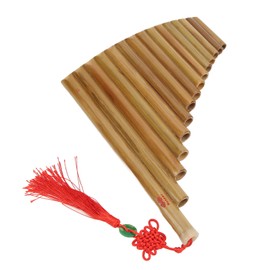 15 Pipes Pan Flute, Bamboo G Key Panpipes Flute Traditional Chinese Instrument for Beginners Students (Right-Hand)