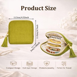 Small Travel Jewelry Pouch for Women, Compact Travel Jewelry Pouch with Layered Storage, Zippered Jewelry Travel Bag for Rings, Earrings, Bracelets, Necklaces (Classic Red)