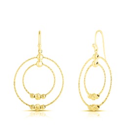Savlano 925 Sterling Silver Double Hoop Dangle Drop Earrings - 18K Gold Plated Earrings for Women - Made in Italy Comes With Savlano Gift Box (Yellow)