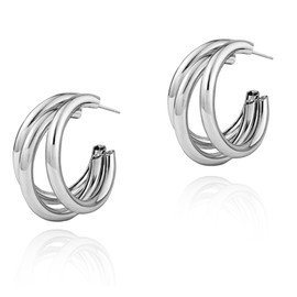 Chunky Copper Silver Plating Hoop Earrings for Women Trendy Triple Twisted Hoop Earrings Hypoallergenic Jewelry Gifts for Women Girls (silver)