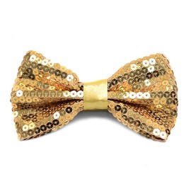 Men's Pre-Tied Shiny Sequin Banded Bow Ties - Fancy Bowties for Men + Formal Accessories Gold