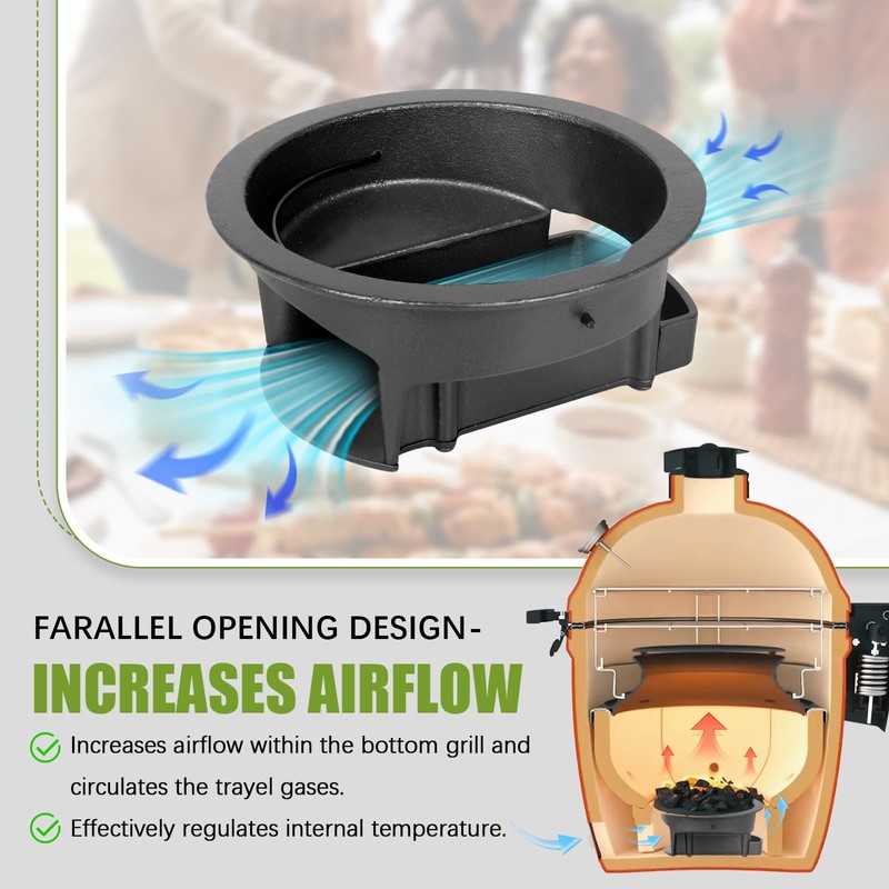Vankey Heavy Duty Cast Iron Ash Can for Kamado Joe
