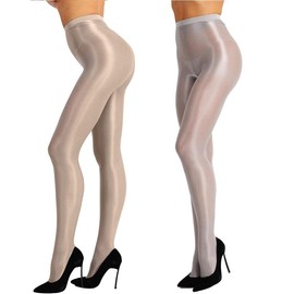 2 pairs of Andibeiqi Women’s Dance Stocking, Shaping Socks, Oil-look, Shiny, Silk Tights, Dance Tights, 70 den -