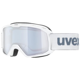 uvex elemnt FM Ski Goggles for Men and Women - Enlarged, Anti-Fog Field of View - Draft-Free Frame Ventilation - White Matt/Silver-Blue - One Size
