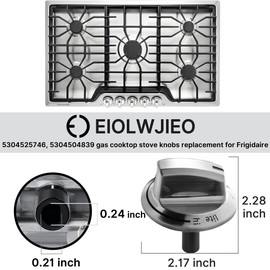 Upgraded 5304525746 A03546301/02/03 5304504839 Gas Stove Knobs for Frigidaire Stove, Laser Engraving Sign Knob for Frigidaire Stove FFGC3026SS FFGC3626SS FGGF3035RFA (Size:2.24IN Material:ABS749)