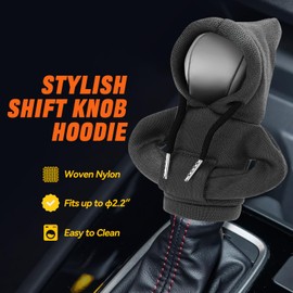 PM PERFORMOTOR Gear Shift Hoodie, Universal Car Shift Knob Cover, Mini Hoodie for Car Shifter, Cute Car Accessories and Decorations, 5.2" X 4.5" Fits Shift Knobs with up to 2.2" Diameter, Black