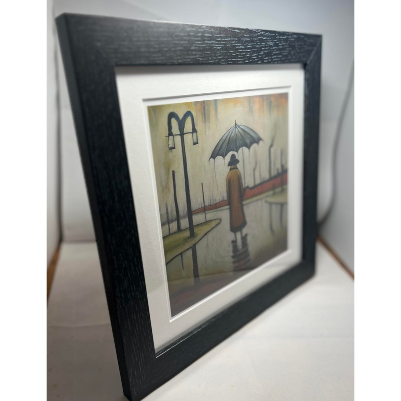 Greetingles Lowry-Style 12"/31cm Square Framed Print. Beautiful Black Ash Frame