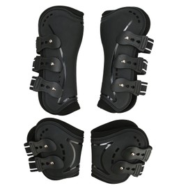 Horse Front Hind Leg Boots Shock Absorption Breathable Open Front PU Shell Horse Tendon Boots for Jumping Show Riding M