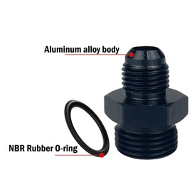 PRUNkuar 6AN Flare to 8AN ORB Male O-Ring Fuel Rail Adapter Fitting Black 2Pcs