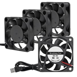 4 Pack 6015 60mm x 15mm USB Cooling Fan Brushless DC 5V Fan with Fan Grille 60mm for PC Computer Case Cooler Raspberry Pi Cooler Ventilation