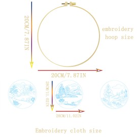 cukol cukol 3pcs Embroidery Kit, Easy Streamside Landscape Embroidery Starter Patterns Kits Set for Adults Beginners Including Pattern Cloth, Color Thread, Needles, Hoop, Scissors, Instructions