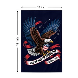 250th Anniversary USA Garden Flag 12×18 Inch Double Sided Polyester We The People Eagle Patriotic Yard Flag for 250 Years 4th of July Independence Day Home Lawn Porch Decoration