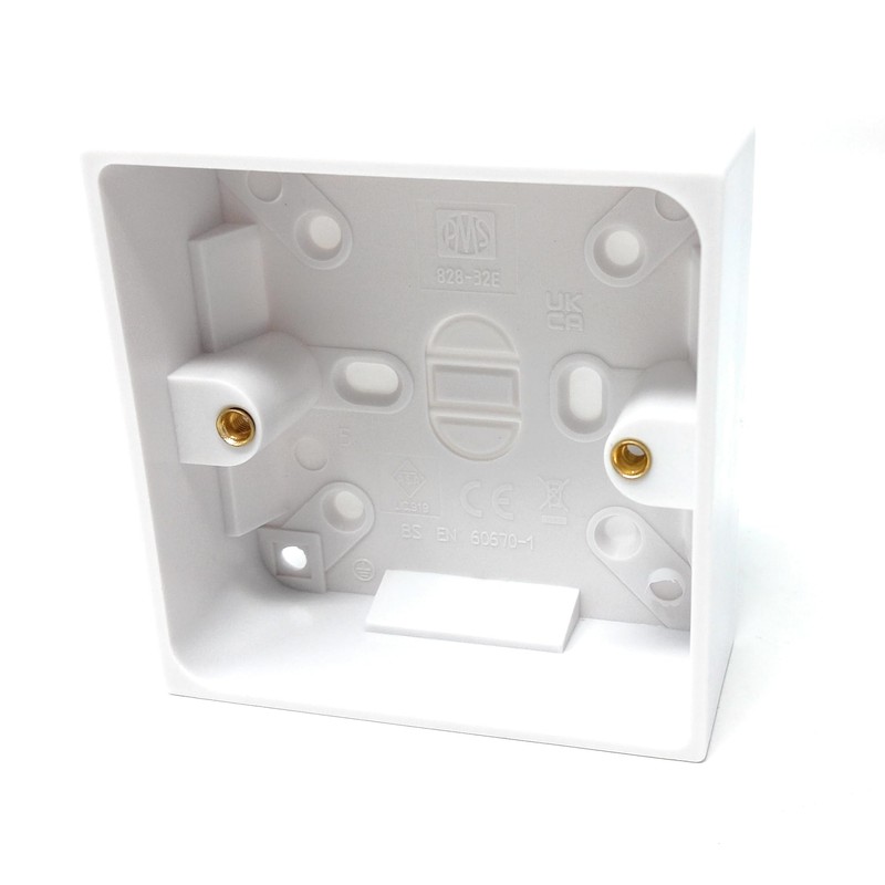 1pcs. 1-Gang Surface Mount Pattress Back Box – 32mm Depth,