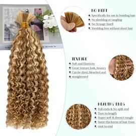 Wet and Wavy Bulk Human Braiding Hair 150g 14 Inch 3 Bundles Highlight Blonde Braiding Hair for Boho Braids No Weft Water Wave Curly Brazilian Human Braiding Hair Extensions for Micro Braiding