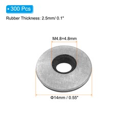 PATIKIL 1/5"x5/9" EPDM Bonded Sealing Washers, 300 Pieces Galvanized Neoprene Rubber Backed Screw Gasket for Industrial Home Machinery Ships Roof (#10)
