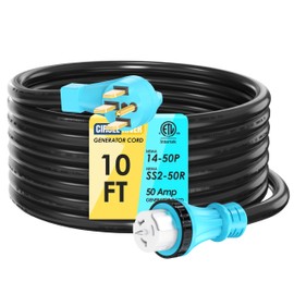 CircleRiver 50 Amp 10 Feet Generator Extension Cord, NEMA 14-50P Male to SS2-50R & CS6364 STW 6/3+8/1 AWG 125/250V Generator Power Cord Twist Lock Connectors for Generator to House