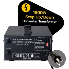 ELC T Series 1500 Watt Voltage Converter Transformer - Step Up/Down - 110v to 220v / 220v to 110v Power Converter - Circuit Breaker Protection, CE Certified [3-Years Warranty]